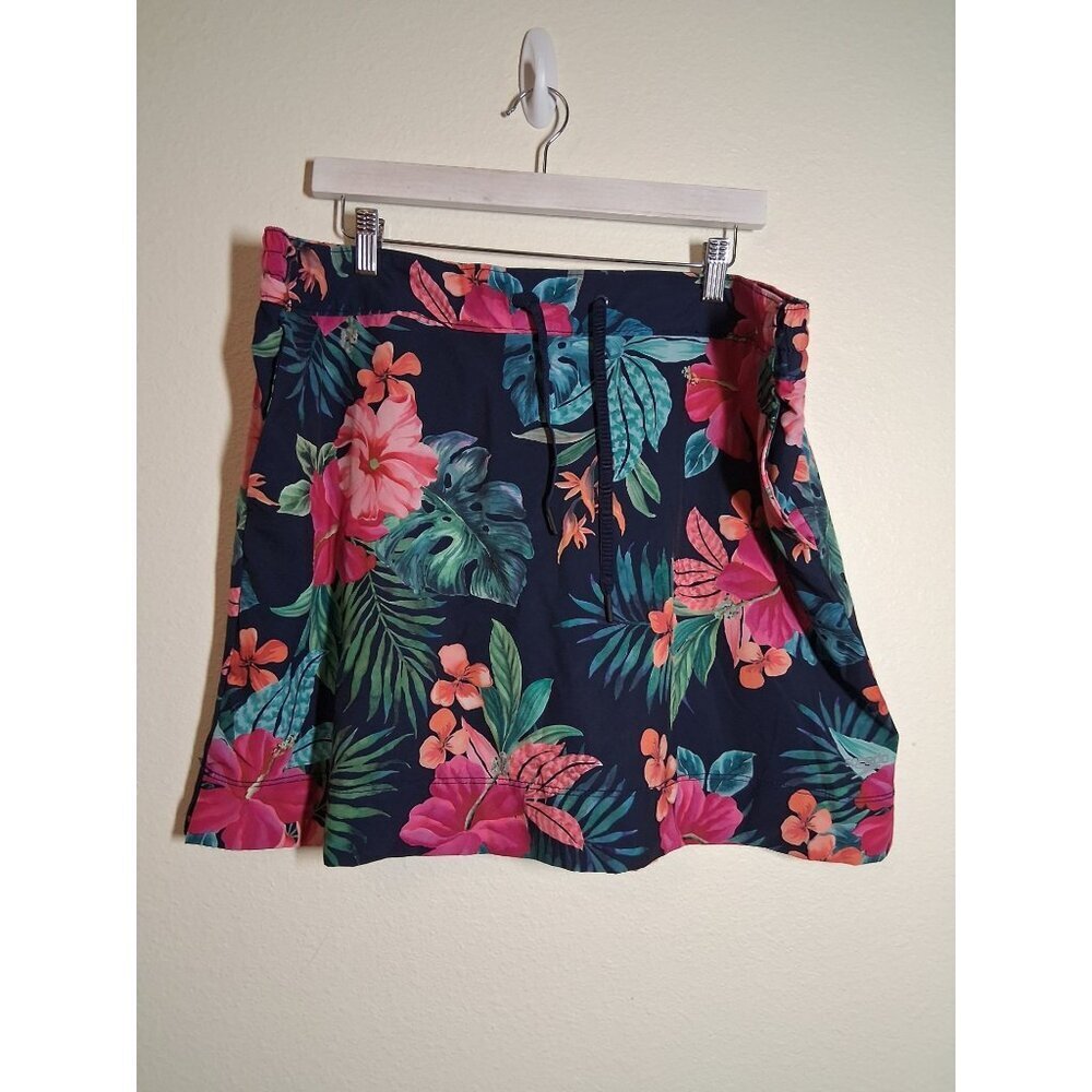 Speedo Skorts Tropical Floral Swim Granny Summer Beach Pool Blue Women Size XXL